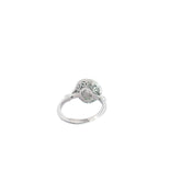 PLATINUM 1.00ct I SI2 Round Diamond Center Stone , .70ct Princess Cut Tsavorite on the halo and  along the band .06ct  Round Diamond Certified by GIA #7453028986